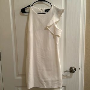 Lulus white ruffle shoulder dress size S